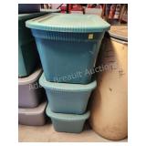 3 Sterilite 20 gallon plastic storage totes 3 Sterilite 20 gallon plastic storage totes