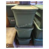 3 Sterilite 20 gallon plastic storage totes 3 Sterilite 20 gallon plastic storage totes