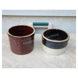 Two small vintage stoneware crocks Two small vintage stoneware crocks