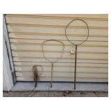 3 assorted vintage fish landing net handles 3 assorted vintage fish landing net handles