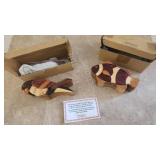 2 Wooden Pet Puzzle Boxes - parrot & fish 2 Wooden Pet Puzzle Boxes - parrot & fish