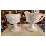 Vintage grape theme milk glass sugar creamer Vintage grape theme milk glass sugar creamer