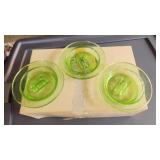 3 vintage green depression glass ashtrays 3 vintage green depression glass ashtrays