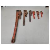 6 Rigid heavy duty pipe wrenches, 5 in - 24 in 6 Rigid heavy duty pipe wrenches, 5 in - 24 in