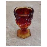 Vintage red yellow 3-in stemmed glass Vintage red yellow 3-in stemmed glass