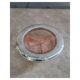 Vintage pink depression glass divided bowl with Vintage pink depression glass divided bowl with