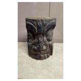 Hand carved wood totem block Hand carved wood totem block
