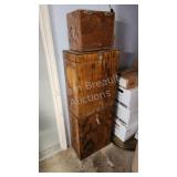 Three custom built wooden storage boxes Three custom built wooden storage boxes