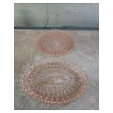 2 vintage pink depression glass platters 2 vintage pink depression glass platters
