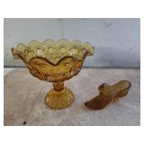 2 pieces vintage amber glassware 2 pieces vintage amber glassware