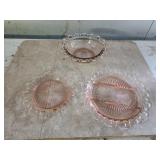 3 pieces vintage pink depression glassware 3 pieces vintage pink depression glassware