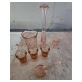 7 pieces vintage pink depression glassware 7 pieces vintage pink depression glassware