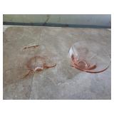 2 pieces vintage pink depression glassware 2 pieces vintage pink depression glassware