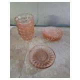 13 pieces pink depression glassware- 5 bowls, 8 13 pieces pink depression glassware- 5 bowls, 8