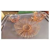 3 pcs vintage pink depression glass 3 pcs vintage pink depression glass