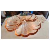Vintage pink depression glass divided flower tray Vintage pink depression glass divided flower tray