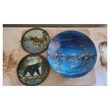 Scenic hand painted bowl, bear/moose plate wall Scenic hand painted bowl, bear/moose plate wall