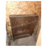Solid steel tray with drain and double handles on Solid steel tray with drain and double handles on
