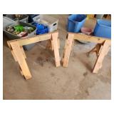 Pair of custom built wooden saw horses Pair of custom built wooden saw horses