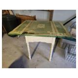 Vinage antique porcelain enameled wood table with Vinage antique porcelain enameled wood table with