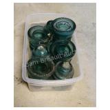 7 vintage blue glass insulators 7 vintage blue glass insulators
