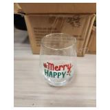 12 new merry happy 19.6 Oz wine glasses and 6 5