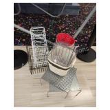 Assorted metal racks and storage baskets