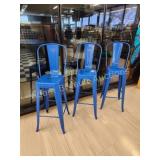 3 modern Blue metal 30 in bar stools chairs, like