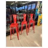 3 modern Red metal 30 in bar stools chairs, like