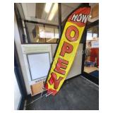 NOW OPEN banner sign, comes with stake holder