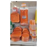 Orange Party Supplies  - plates, table covers