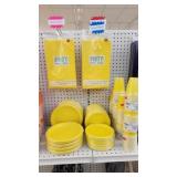 Yellow Party Supplies - table covers, plates,