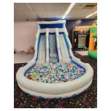 Inflatable water slide with splash pool, comes