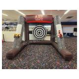 Inflatable axe throwing game with built-in air
