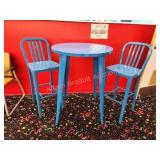 Modern Blue metal high top bistro table set, like
