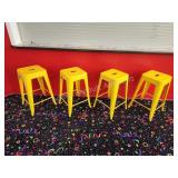 4 modern yellow metal 24-in bar stools, like new