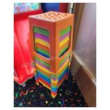 12 plastic multi-colored stackable 17 in kids