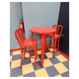 Modern red metal high top bistro table set, like