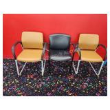 3 metal frame vinyl padded armchairs