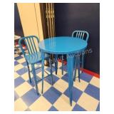 Modern blue metal high top bistro table set, like