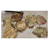 Approx 100 gold mylar balloons - star, round,