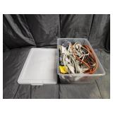 Storage tote with assorted electrical cords