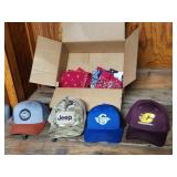 4 assorted ball caps, 9 handkerchiefs, perky