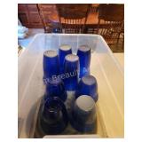 8 vintage cobalt blue glasses and
