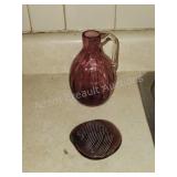 2 pieces vintage amethyst glassware