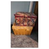 2 sewing boxes and supplies
