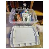 Rubbermaid storage tote with assorted hunting