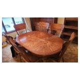 7 pc oak clawfoot dining table set, come with pad