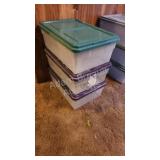 3 assorted storage totes