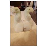 1940s Colored Alabaster Italy Parakeet book ends